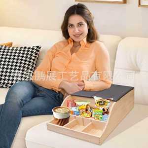 Wooden Remote <b>Control</b> Storage Box Flip Top Compartmentalized Solid Wood Sofa Organizer Rectangular <b>Standing</b> Type - Product Image 1