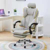 Silla de Oficina Minimalista para Juegos, de PU, Reclinable 130°, Giratoria 360°, con Reposacabezas y Soporte Lumbar Ajustables, para Gamers de PC, Escuela/Oficina