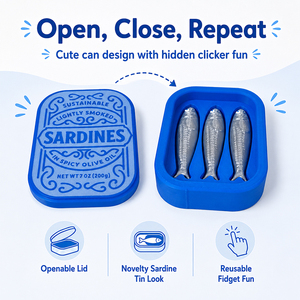 Portachiavi a moschettone in lega di zinco blu, antistress, con apertura a scatto, giocattolo da scrivania tattile, forma rettangolare, per regalo da ufficio - Product Image 4