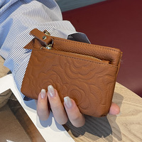 Dompet Camellia Elegan Berkualitas Tinggi Dompet Kulit Asli Wanita Klasik Dompet Koin Tempat Kartu Fashion Billetera