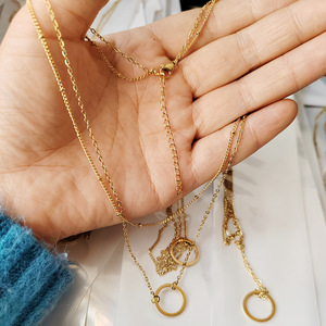 SEPT Fancy Gold Plated Edelstahl Double 2 Layer Choker Halskette für Frauen Lady Thin Chain Halsketten Schmuck - Product Image 5