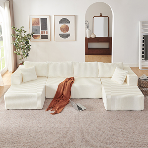 Free Shipping US Warehouse Furniture Modern Minimalist Corduroy <b>Memory</b> <b>Foam</b> Sectional Sleeper <b>Sofa</b> Side Pockets Modular Hotel - Product Image 3