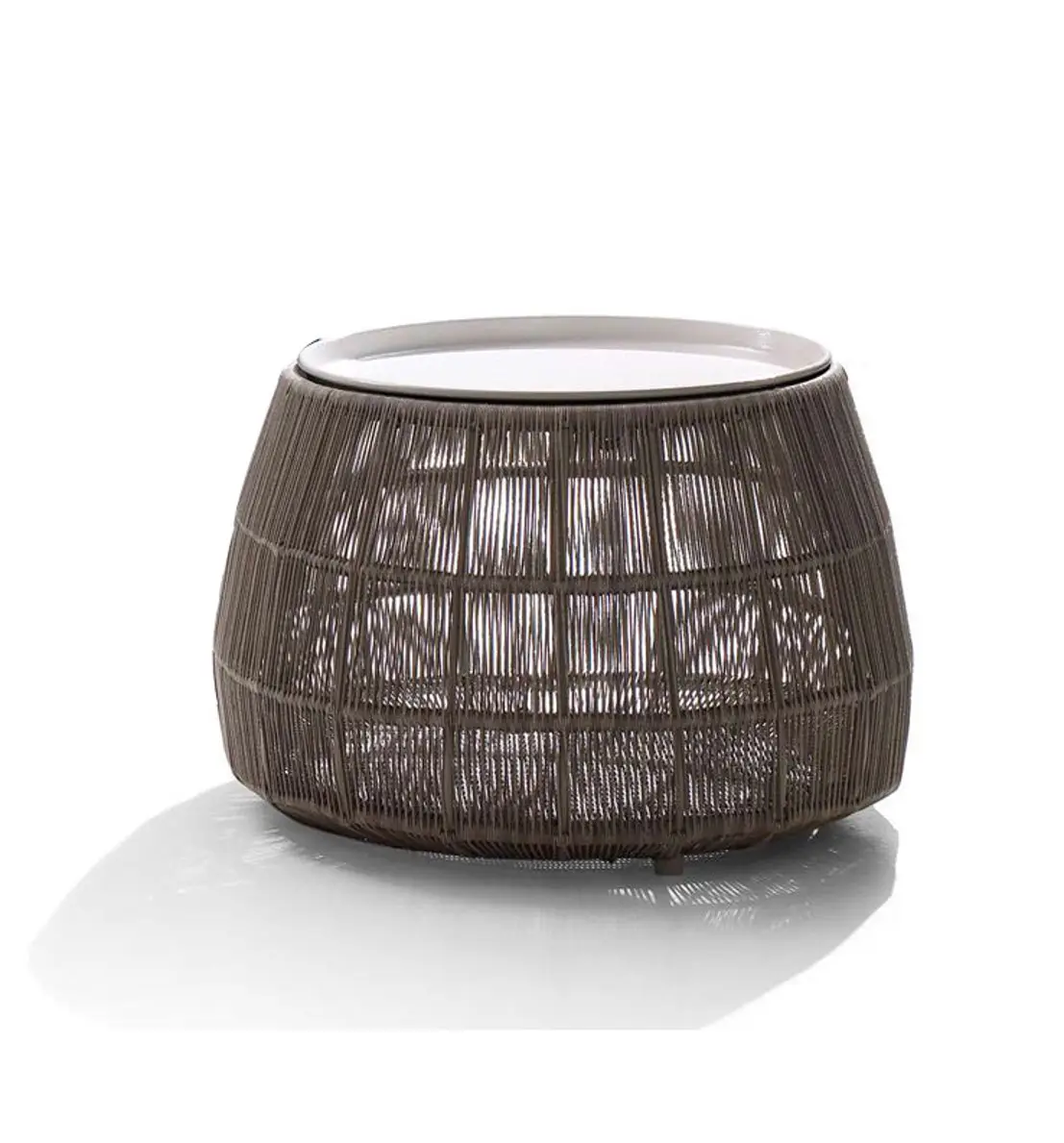 Modern style glass/marble top outdoor furniture rattan wicker round dia.50cm coffee table