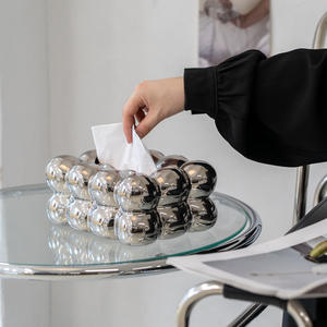 Caja de pañuelos de cerámica color leche, organizador de almacenamiento de escritorio de tipo rectangular para sala de estar, baño, diseño de alto valor - Product Image 5