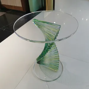 Mesa lateral de concha acrílica verde transparente branca pequena mesa de centro redonda 50 cm Foshan móveis em preço de atacado