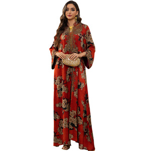 Abaya Musulmana para <span class=keywords><strong>Mujer</strong></span>, Vestido Largo Bordado con Estampado Floral, Ropa Islámica, Caftán Árabe, Túnica <span class=keywords><strong>de</strong></span> Moda, Vestido para <span class=keywords><strong>Mujer</strong></span> <span class=keywords><strong>de</strong></span> Talla Grande - Product Image 5