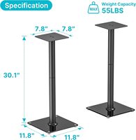 Supports de haut-parleurs universels en acier métallique noir avec revêtement en poudre