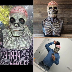 Maschera con <span class=keywords><strong>scheletro</strong></span> accessori per Cosplay di Halloween accessori per oggetti di scena Horror cervello teschio copricapo Cosplay spaventosa maschera in lattice per le vacanze - Product Image 2