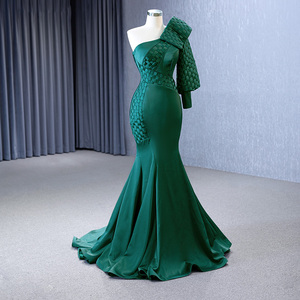 Jancember 222163 Vestidos de Noche de sirena de un hombro de satén suave vestidos para mujer - Product Image 3