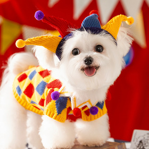 Vêtements pour chien d'automne et d'hiver, <span class=keywords><strong>pull</strong></span> amusant et mignon de clown de cirque, Halloween, écologique, lavage à la main, motif uni - Product Image 1