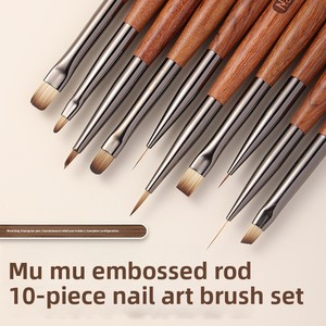 Juego <span class=keywords><strong>de</strong></span> 10 Pinceles para Decoración <span class=keywords><strong>de</strong></span> Uñas con Relieve en Relieve <span class=keywords><strong>de</strong></span> Madera <span class=keywords><strong>de</strong></span> Palisandro, Función <span class=keywords><strong>de</strong></span> Fototerapia, Pincel Triangular para Pintar, Pincel Cuadrado/Redondo, Herramienta para Decoración <span class=keywords><strong>de</strong></span> Uñas - Product Image 4