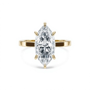 Anillo de Diamante Cultivado en Laboratorio con Corte Marquesa de 5.5CT, Anillo Clásico con Pavé de Oro de 14K, Anillo de Compromiso, Anillo de Boda, Oro Sólido de 10K, 14K, 18K, Oro Amarillo - Product Image 3