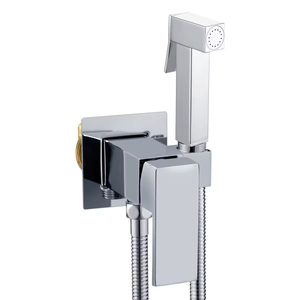 Modern Chrome Plated <strong>Square</strong> Wall Mounted Bidet Toilet Faucet Hand Muslim <strong>Shattaf</strong> Spray Brass for Hotels-Factory Wholesale - Product Image 2