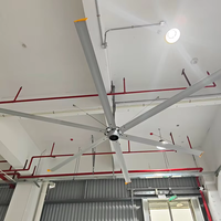 Ventilateur de plafond industriel HVLS de 14 pieds avec moteur BLDC, roulement et engrenage, faible bruit, pales en alliage d'aluminium pour restaurants
