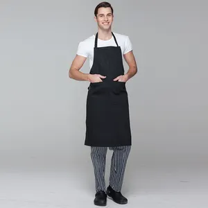 CHECKEDOUT Customization Adult Long BIB Aprons Heavy Cotton Plain Black Aprons