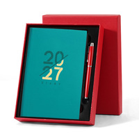 Grenzüberschreitendes 2027 Englisches Agenda-Buch Diagonalschnitt A5 Tagesplaner Produktivitäts-Handbuch 365-Tage Notizblock Kalender Geschenkbox-Set