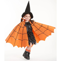 Cape de chauve-souris noire pour enfants, ensemble de poncho à capuche citrouille pour Halloween, déguisement de carnaval pour enfants, vente en gros