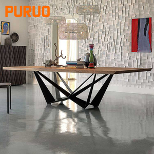 PURUO moderno MDF TOP in acciaio <span class=keywords><strong>nero</strong></span> <span class=keywords><strong>opaco</strong></span> forma speciale in metallo base <span class=keywords><strong>tavolo</strong></span> da pranzo per mobili per la casa - Product Image 2