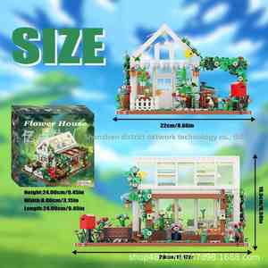 Jeu de construction en plastique à petites briques Street View, thème Villes de contes de fées et Serre ensoleillée, avec lumières, jouet éducatif à assembler, cadeau - Product Image 2
