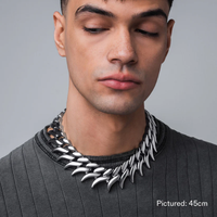 Collier en acier inoxydable 316L, maillons cubains, plumes et pointes, style punk gothique, bijou statement, chaîne streetwear, unisexe