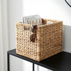 Gourd Grass Woven Storage <b>Basket</b> Rectangle <b>Foldable</b> Neatening Storage <b>Basket</b> - Product Image 1