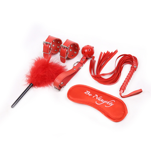 Ensemble de 5 sangles réglables en cuir PU rouge de qualité supérieure, kit de jeu de rôle, costume sexy, accessoire de lingerie BDSM <span class=keywords><strong>pour</strong></span> couples - Product Image 1