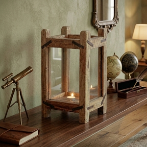 Handmade Wooden <b>Candle</b> Lantern <b>Square</b> Vintage Style Home Decoration Votive <b>Candle</b> Holder Rustic Farmhouse Decor - Product Image 3