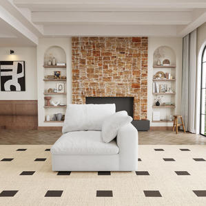 Canapé modulaire sectionnel confortable en tissu blanc, canapé inclinable compressible pour salle à manger, salon, appartement, hôtel - Product Image 2