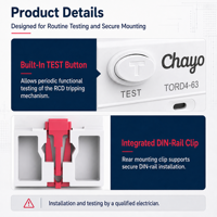 Interruptor Diferencial (RCD/RCCB) de 4 Polos, 400V, 6KA, Tipo AC, 30mA, 100mA, 300mA, para Riel DIN, de Cobre, para Paneles de Energía Comerciales, Chayo