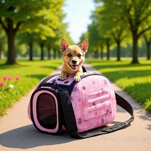 Tas Jinjing Lipat untuk Kucing & Anjing - Portabel, Bernapas, Multifungsi dengan Desain Bunga dan Bentuk Oval - Product Image 2