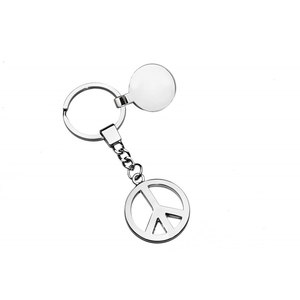 Portachiavi con Simbolo della Pace in Pelle e Metallo per Hotel - Product Image 1