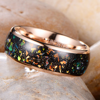 Bague en carbure de tungstène 8mm plaqué or noir galaxie incrustée de fragments de ciel étoilé bijoux de mode pour femmes hommes bande de mariage