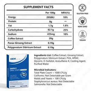 กาแฟสมุนไพรธรรมชาติ OEM ชนิดแผ่นฟิล์มบางละลายในปาก  อาหารเสริมคาเฟอีนแบบแผ่นละลายในปาก  ผสมสารสกัดโสม / โพลีโกนาทัม - Product Image 2