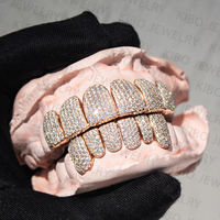 Grillz en moissanite de haute qualité, sur mesure, sertissage invisible, couleur D, taille princesse, VVS, plaqué argent, or 18 carats