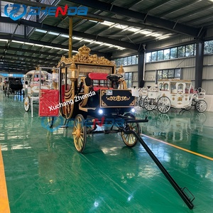 Black Gold Dual Purpose Royal Carriage Horse Drawn And Electric Two In One Wedding Sightseeing <b>Coach</b> - Product Image 2