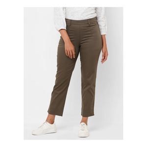 Pantalones chinos de estilo favorecedor para mujer, pantalones ajustados con estilo recto, pantalones de mezcla de algodón de gama alta, ropa de oficina y uso diario - Product Image 1