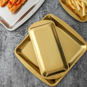 Kim loại phục vụ Khay thép không gỉ Tự chọn tấm khăn lưu trữ Organizer Bộ đồ ăn tối đám cưới đồ trang sức tấm - Product Image 5