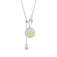 Pendentif en argent sterling 925, motif trèfle, multicolore, artistique, vintage, minimaliste, plaque ronde, cadeau de fiançailles, vente en gros