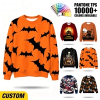 Sweat-shirt décontracté à col rond pour homme, personnalisé OEM ODM, avec impression intégrale de chauve-souris vampire, pour Halloween