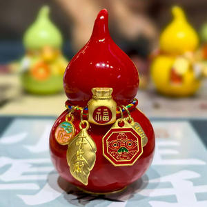 Vente en gros Ruyi Céramique Gourde Ornements suspendus Boule de Noël Décoration d'arbre pour les fabricants de voitures Boule de Noël et ornements d'arbre - Product Image 3