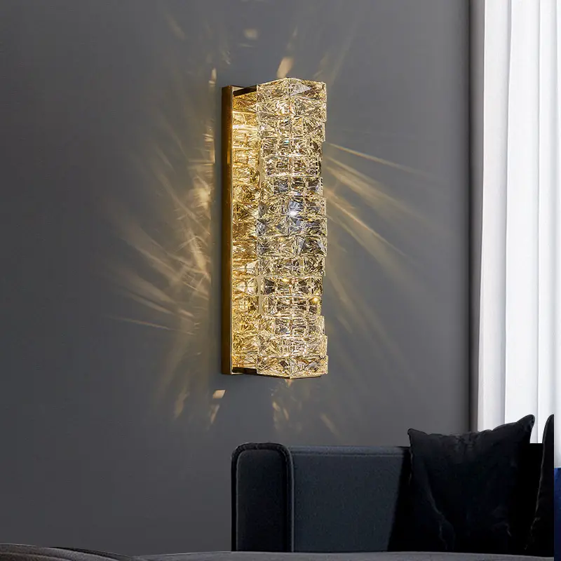 JYLIGHTING Luminária de parede moderna estilo nórdico, arandela de cristal luxuosa para sala de estar, corpo em aço LED 6W, tamanho personalizado, design simples
