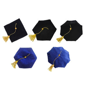 Robe universitaire de haute qualité Phd <span class=keywords><strong>Blue</strong></span> Velvet US Deluxe Doctoral Graduation <span class=keywords><strong>Gown</strong></span> Tam and Hood - Product Image 6