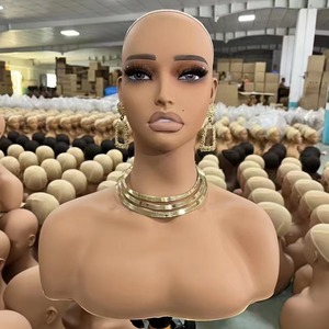 Tête de Mannequin Femme en PVC de Haute Qualité, Afro-Américaine, Présentoir à Perruques avec Maquillage Réaliste et Épaules, Vente en Gros - Product Image 5