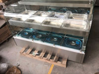 Bain-marie de comptoir professionnel 1/1 GN à 2 niveaux, chauffage haut et bas, vitrine chauffante pour aliments avec éclairage