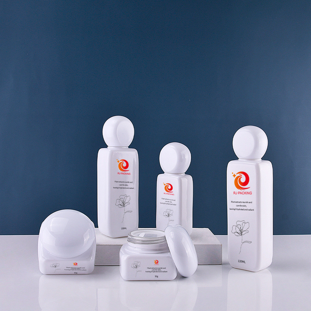Empty Refillable Frosted Glass Cosmetic Cream White Glass Cosmetic Packaging 100ml 120ml 150ml Glass Lotion Bottle