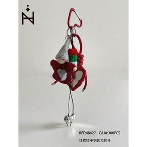 Portachiavi con ciondolo a specchio rosso, campanella e design a cuore per accessorio di moda - Product Image 1