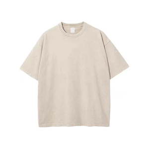 T-shirt en coton robuste à manches courtes pour homme, délavé à l'acide, effet vieilli intense et authentique, style essentiel. - Product Image 1