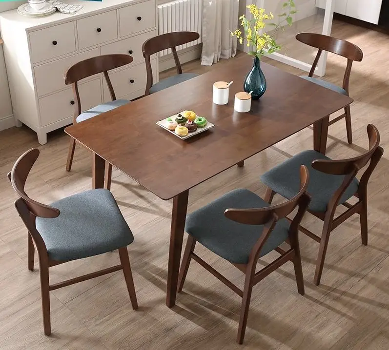 Fabrika mobilya toptan restoran katı ahşap yemek masası ve sandalye tasarımları ahşap doğal dikdörtgen yemek masası