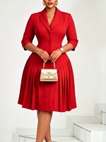 Robe trapèze plissée élégante à manches courtes pour femme, grande taille, style tempérament, nouvelle collection, vente chaude