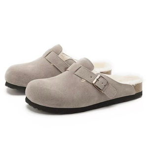 Chaussons d'extérieur pour femmes en daim doublés de fourrure et rembourrés de coton, style <span class=keywords><strong>Birkenstock</strong></span>, pour l'automne et l'hiver, plateforme épaisse - Product Image 2